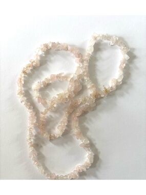 Rose Quartz Chip Beaded Necklaced - Delicate Pink